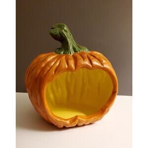 Handsigned ceramic Pumpkin Bowl/ Candle Holder Luminary.  Fall  Decor